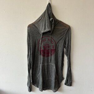 Smokey the Bear Long Sleeve T-shirt Womens Large Gray Hooded Burnout Thin Tee